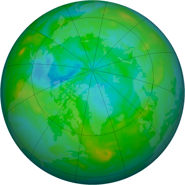 Arctic ozone map for 15 August 1988